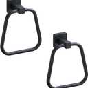 Matte Black Towel Ring for Bathroom 2 Pack, Kitchen Bath Towel Holder Hangers Wall Mount Heavy Duty Stainless Steel