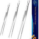 JETKONG Extra Long Kitchen Tweezers Heavy Duty Stainless Steel Cooking Tweezers, Set of 3 (9 12 14 Inch, Silver)