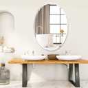 Frameless Oval Bathroom Mirror, 20x28 Inch Beveled Edge Vanity Wall Mirror for Over Sink, Modern Decorative Mirror for Bathroom, Bedroom, Entryway