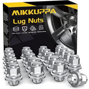 MIKKUPPA M12x1.5 Mag Lug Nuts - Replacement for Toyota Avalon Camry Corolla Highlander RAV4 Sienna Matrix Prius Venza Crown OEM Factory Wheels, Chrome 20pcs Tire Nuts with Washer (Silver)