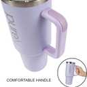 PURELY 40 oz Ceramic Lined Insulated Tumbler with Handle, Leak Resistant 2-way Lid and Straw, Ceramic Lined Travel Mug (Purple, 40oz)