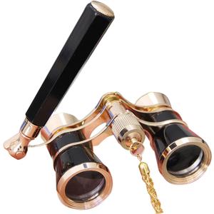 Opera Glasses Binoculars, Vintage 3X25 Mini Opera Glasses Binoculars with Adjustable Handle and Chain for Women Kids for Musical Concerts and Theater (BK)