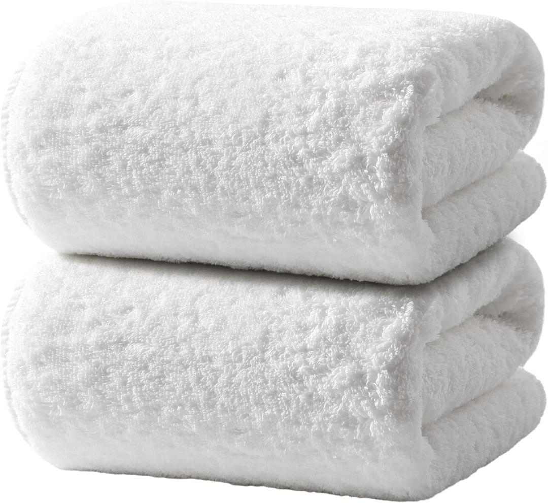 REDKISS Ultra-Plush Bath Towel Set - 900GSM Premium Thick Cotton for Bathroom & Spa, Super Absorbent Bath with No Shedding (2-Piece Bath Twoel Set for Adults, Luxury Hotel & Home Use)-White