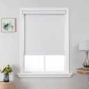 Joydeco 100% Blackout Roller Shades Cordless Blinds for Windows, Free-Stop Shades, UV Protection, Natural Woven Blinds for Home and Office, Light-Proof Aluminum Cover (White, 47" W x 75" H)