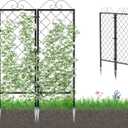 Zhongma 2 Pack Metal Garden Trellises for Climbing Plants, 53.5 Inch Tall Metal Fence Plant Support Trellis for Flower and Vagetable, 32"W x 0.8"D x 53.5"H