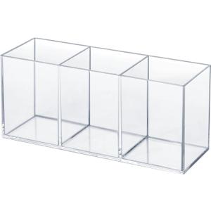 Clear Acrylic Silverware & Pen Organizer Caddy, Transparent Plastic Silverware Holder, Perfect for Office, Bedroom, and Bathroom Storage
