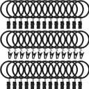 44pcs Curtain Rings with Clips Hooks 1.5 inch Rustproof Matte Metal Stainless Steel Drapery Rings for Tension Rod Bracket Eyelets Decorative Hangers, Vintage Black (1.5" Interior Diameter)