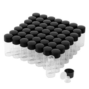 10ml Clear Glass Vials with Screw Caps and Plastic Stoppers, Small Liquid Sample Vial, Leak-Proof Vial, 50PCS
