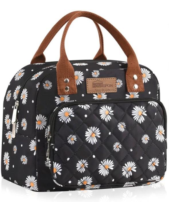 Buringer HOMESPON Lunch Bag for Woman Man Adults with Front Pocket Insulated Lunch Tote Lunch Box Container for Work Picnic or TravelDaisy