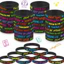 Gueevin 60 Pcs Bible Verse Bracelets for Kids Christian Scripture Bracelets Jesus Wristband Religious Motivational Kids School Gifts Classroom Prizes(Dark Color)