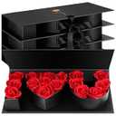 PYQTH 4 Pcs Empty I Love You Box for Flowers Large Thicker Letter Shaped Fillable Flower Gift Box I Heart U Packaging Boxes for Valentines Mothers Day Wedding Anniversary Birthday (Black)