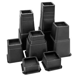 28 PCS Adjustable Bed Risers 12 Inch Heavy Duty, Furniture Risers Elevation in Heights 1, 2, 3, 4, 5, 6, 7, 8, 9, 10, 11, 12 Inch for Couch, Sofa, Table, Chair, Raisers Support up to 6, 000 lbs, Black