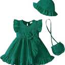 SODLON Baby Girl Dress Infant Girls Summer Dresses Toddler Clothes 3M-4T | Baby Summer Clothes Outfits, Ruffle Sleeveless Party Dresses, Infant Wedding Guest Dress, Beach Vacation Sundress with Hat