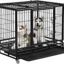 FDW Dog Crate Dog Cage Dog Kennel for Large Dogs Heavy Duty 36 Inches Pet Playpen for Training Indoor Outdoor with Plastic Tray Double Doors & Locks Design