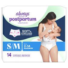 Always Discreet Postpartum Underwear,Small/Medium 
