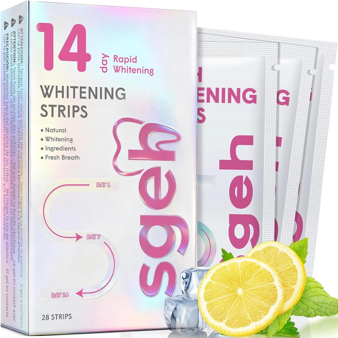 Teeth Whitening Strips -14 Treatments Professional Teeth Whitening Strip kit -Safe for Enamel-Non Sensitive Tooth Whitening Without Any Harm -Non-Slip Strips Stains Removal