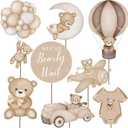 16Pcs Bear Baby Shower Centerpieces for Cake Table Decorations We Can Bearly Wait Baby Shower Decorations for Boy Bear Cake Toppers Bearly Wait Baby Shower Party Decorations