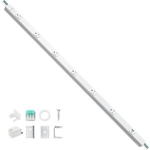 SURAIELEC Under Cabinet Power Strip Hardwire, 6 Tamper Resistant Outlets with USB-A & USB-C, Seamless Under Cabinet Outlet, Customizable Length, Power Strip for Kitchen, Workshop, ETL Listed, White