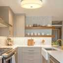 LMS Modern Flush Mount Ceiling Light, 16" Large Light Fixtures Ceiling in Brushed Nickel, 2- Light Flush Mount Light Fixture with Drum White Acrylic Shade, Dimmable, LMS-030