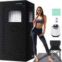 Tomioka Portable Steam Sauna,Personal Sauna for Home,Sauna Tent with 3l 1500w Steamer,Remote Control, Foldable Chair,31.5'X31.5'X70.8' Sauna Box, Black, SN-001