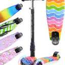Big Fold | Three Wheel Scooter for Children Ages 5-10 Years | LED Wheels with Flashing Lights | Height Adjustable 65 to 89 cm | Rear Reflectors (Astro Dream)