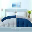 ROYALE LINENS Reversible Comforter - Twin Size Duvet Insert - All Season Soft Quilted Comforters with 8 Corner Tabs - Down Alternative Bedding Comforter - Duvet Insert (Navy/Silver, Twin 64"x84")