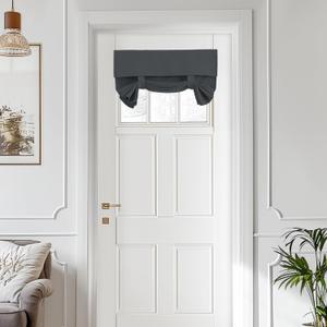 Vatge Grey Door Curtains - Privacy Thermal Insulated Front Small French Curtain for Glass Door Window Decoration Short Curtains for Festive Decoration, 1 Panel, W26 x L20, Grey