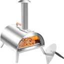 12" Wood Pellets Pizza oven with Thermometer – Portable Wood Fired Pizza stove, Stainless Steel, Quick Heat-Up, 12" Pizza Stone for Camping and Outdoor Cooking, Great Gift for Camping Enthusiasts