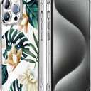 Flower Case Compatible with iPhone 15 Pro Max, Tropical Floral Girls and Women Back Case Cover, Trendy Flower Phone Case, Cute Floral Transparent Flexible TPU Bumper Protective Case