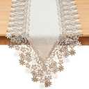 Natural Neutral Earth Tones Beige Floral Lace Table Runner Dresser Scarf 60 inches Long for Home Decor (16 x60, Floral Natural)