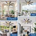 Large Ceiling Fans with Lights: Modern 72 Inch 8 Blade Outdoor Ceiling Fan with Remote APP Control - Dimmable Black Gold Big Fan light Indoor Reversible 6 Speed Quiet DC Motor,  Black and Gold 01, 72 Inch