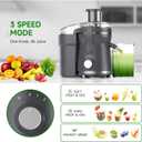 Juicer Machine, 500W Centrifugal Juicer Extractor with 3 Speed & Wide Mouth 3 Feed Chute for Fruit Vegetable, High Yield Juicer Included Cleaning Brush for Easy to Clean (Grey)