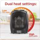 BLACK+DECKER Personal Ceramic Heater, Space Heater for Office Desk, Home Office & Personal Use Desk, 2 Heat & Fan Only Settings, Adjustable Thermostat, BHDC201, Black