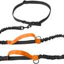 Dog Running Waist Harness with Leashes Handless Dog Leash with Adjustable Belt,Perfect for Running, Jogging, Walking(Color:Orange)