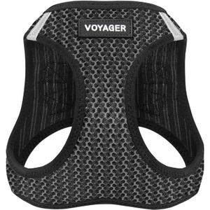 Best Pet Supplies Voyager Step-in Air Harness - All Weather Mesh, Reflective, No Pull Harness for Dogs, Cats - Secure with Hook & Loop Fastener, Buckle, Double D-Rings - Gray 2-Tone, L