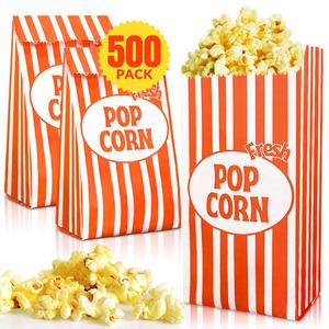 Popcorn Bags, Greaseproof Popcorn Bags Individual Servings, 500 Pcs Convenient Portions Movie Night Supplies, Versatile Popcorn Containers, Ideal for Parties and Events