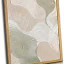 Abstract Wall Art Framed Canvas Wall Art Neutral Beige Canvas Print Modern Poster Picture Minimalist Wall Decor Artwork Sage Green Abstract Painting for Living Room Bedroom Office 24 x 16 Inch