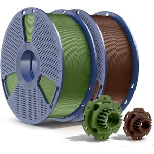SUNLU PETG Filament 2KG, High Strength PETG 3D Printer Filament 1.75mm, Dimensional Accuracy +/- 0.02mm, 1KG Spool(2.2lbs), 2 Pack, Olive Green+Coffee Brown