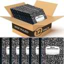 Rosmonde 12 Pack Composition Notebook Wide Ruled Bulk, 200 Pages (100 Sheets), 9-3/4 x 7-1/2", Hard Cover Wide Ruled Notebook Bulk, Black Marble Composition Notebooks, Bulk School Notebooks