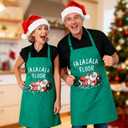 Tipsy Santa Christmas Apron for Men & Women with Pockets, Funny Chef Costume Apron for Cooking, Baking, Kitchen Gift for Husband & Wife (Green, 1 Pack) (Green)