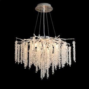 Tree Branch Chandelier Silver D23.7 Modern Round Raindrop Crystal Chandelier Ceiling Pendant Light Fixtures for Dining Room, Kitchen Island, Bedroom, Living Room
