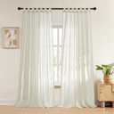 RYB HOME Linen Sheer Curtains 84 inch Long - Semi Sheer Curtains Linen Textured Tab Top Window Drapes Light Glare Filtering Privacy for Living Room Bedroom, 52 Wx 84 L, 1 Pair