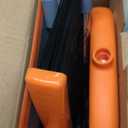 Ivandar Broom and Dustpan Set for Home, Broom and Dustpan Combo for Office, Long Handle Broom with Upright Standing Dust pan,Indoor&Outdoor Sweeping (Gray&Orange)