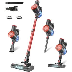 HOUSBRUSH Cordless Vacuum Cleaner with Self-Standing, 40KPA Stick Vacuum Cleaners for Home, 8-in-1 Lightweight Rechargeable Vacuum, 7-Layer Filtration,Ideal for Carpet, Pet Hair, Hardwood Floors