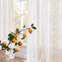 jinchan White Linen Curtains for Bedroom Vintage Floral Farmhouse Curtains 63 Inch Length Linen Blend Boho Drapes for Living Room Embroidered Drapes Off White 2 Panels