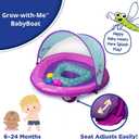 SwimSchool Infant Baby Pool Floats, Free Swimming, Super Buoyant Ages 6-24 Months Multiple Colors/Styles Adjustable Canopies and Seats, Splash & Play Baby Floaties, 36"