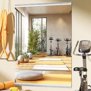 Home Gym Mirror, 55" x 21", 2PCS Large Full Body Mirror for Yoga, Silver Frameless Tempered Glass, Wall-Mounted Wall Mirrors for Home Gym, Workout, Garage, Bedroom, Bathroom, Dance Studio