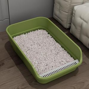Extea Large Cat Litter Box with High Sides,Cat Boxes for Indoor Cats,Cat Litter Pan for Kitty,Litter Box with Low Entry,Easy to Clean,Anti-Splashing,23.6" x15.7" x6.2" (Green)