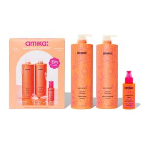 Amika Supersized Superfruit Nourish + Style Set | For Finetothick Hair Types 1-3c Seeking Softer And More Conditioned Hair, Liter Set For Soft Hair, Hair Styling Oil Not Included