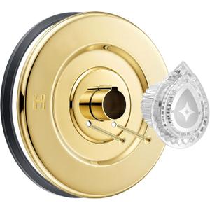 Enhon Tub and Shower Trim Kit, Shower Trim Compatible with Moen Chateau T470 Single Handle Tub/Shower Standard Valve, Escutcheon Screws Tube and Handle(1 Pack,Polished Brass)